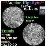 ***Major Highlight*** 1912-p Barber Half Dollars 5