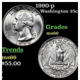 1990-p Washington Quarter 25c Grades GEM+ Unc