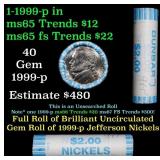 BU Shotgun Jefferson 5c roll, 1999-p 40 pcs Dunbar