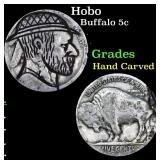 Hobo Buffalo Nickel 5c Grades Hand Carved