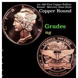 1oz .999 Fine Copper Bullion Round - Mercury Dime