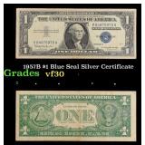 1957B $1 Blue Seal Silver Certificate Grades vf++