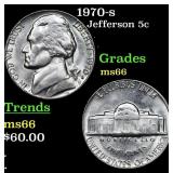 1970-s Jefferson Nickel 5c Grades GEM+ Unc