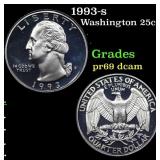 1993-s Proof Washington Quarter 25c Grades GEM++ P