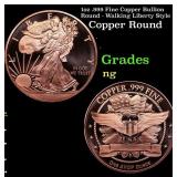 1oz .999 Fine Copper Bullion Round - Walking Liber