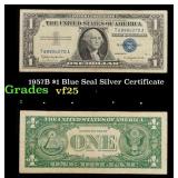 1957B $1 Blue Seal Silver Certificate Grades vf+