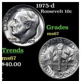 1975-d Roosevelt Dime 10c Grades GEM++ Unc