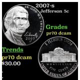 2007-s Proof Jefferson Nickel 5c pr70 dcam SEGS