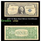 1957 $1 Blue Seal Silver Certificate Grades vf++