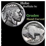 Hobo Buffalo Nickel 5c Grades Hand Carved