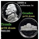 1988-s Proof Jefferson Nickel 5c pr70 dcam SEGS