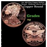 1oz .999 Fine Copper Bullion Round - Walking Liber