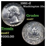 1981-d Washington Quarter 25c Grades GEM++ Unc