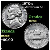 1970-s Jefferson Nickel 5c Grades GEM+ Unc