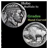 Hobo Buffalo Nickel 5c Grades Hand Carved