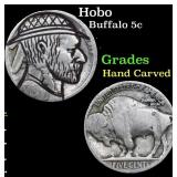Hobo Buffalo Nickel 5c Grades Hand Carved