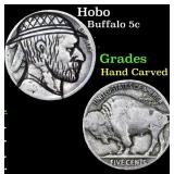 Hobo Buffalo Nickel 5c Grades Hand Carved