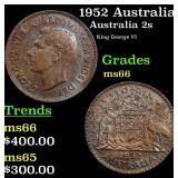 1952 Australia 1 Florin (2 Shillings) Silver KM# 4