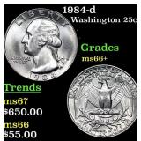 1984-d Washington Quarter 25c Grades GEM++ Unc
