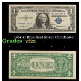 1957 $1 Blue Seal Silver Certificate Grades vf+