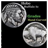 Hobo Buffalo Nickel 5c Grades Hand Carved