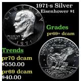 1971-s Silver Proof Eisenhower Dollar 1 Grades GEM
