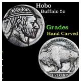 Hobo Buffalo Nickel 5c Grades Hand Carved