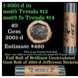 BU Shotgun Jefferson 5c roll, 2001-d 40 pcs Coin-T