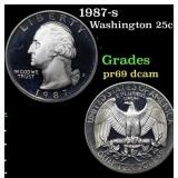 1987-s Proof Washington Quarter 25c Grades GEM++ P