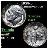 1959-p Roosevelt Dime 10c Grades GEM++ Unc