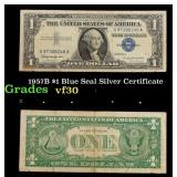 1957B $1 Blue Seal Silver Certificate Grades vf++