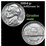 1984-p Jefferson Nickel 5c Grades GEM+ Unc