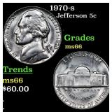 1970-s Jefferson Nickel 5c Grades GEM+ Unc