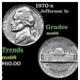 1970-s Jefferson Nickel 5c Grades GEM+ Unc