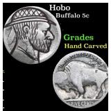 Hobo Buffalo Nickel 5c Grades Hand Carved
