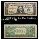 1957B $1 Blue Seal Silver Certificate Grades vf+