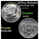 1978-p Kennedy Half Dollar Rainbow Toned 50c Grade