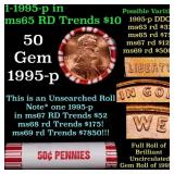 BU Shotgun Lincoln 1c roll, 1965-p 50 pcs Bank Wra