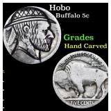 Hobo Buffalo Nickel 5c Grades Hand Carved