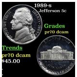 1989-s Proof Jefferson Nickel 5c pr70 dcam SEGS