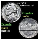 1970-s Jefferson Nickel 5c Grades GEM+ Unc