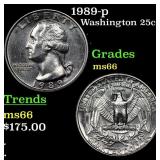 1989-p Washington Quarter 25c Grades GEM+ Unc