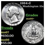 1984-d Washington Quarter 25c Grades GEM++ Unc