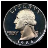 1986-s Proof Washington Quarter 25c Grades GEM++ P