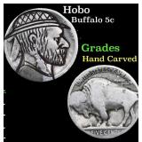 Hobo Buffalo Nickel 5c Grades Hand Carved