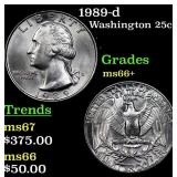 1989-d Washington Quarter 25c Grades GEM++ Unc