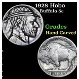 1928 Hobo Buffalo Nickel 5c Grades Hand Carved