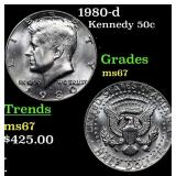 1980-d Kennedy Half Dollar 50c Grades GEM++ Unc