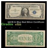 1957B $1 Blue Seal Silver Certificate Grades vf+