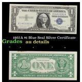 1957A $1 Blue Seal Silver Certificate Grades AU De